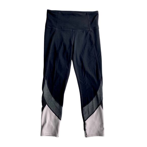 ATHLETA Leggings Salutation Colorblock Mesh Capri Black Pink Cropped Athletic XS - Picture 2 of 7